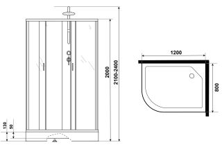 Душевая кабина Niagara NG-3312-14RBKTG с гидромассажем 120x80см серебро/матовое